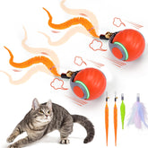 BABORUI orange interactive cat toy ball rolling for indoor exercise and chasing fun
