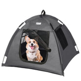 Babyezz cat tent set up indoors and outdoors, a cozy cat nook.