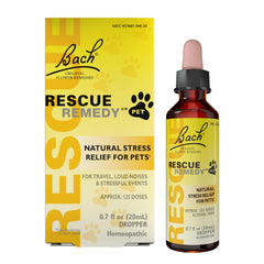 Bach Rescue Remedy Pet Dropper bottle calms pets during moments of stress