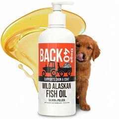 Back 40 Dogs salmon oil bottle pour boosts coat shine and skin health