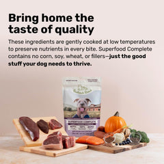 BADLANDS RANCH 87-percent-meat blend closeup, high-protein dog food.