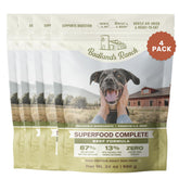 BADLANDS RANCH air-dried beef dog food bag pouring into bowl for daily nutrition