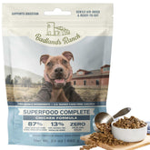 BADLANDS RANCH air-dried chicken dog food bag showcasing premium nutrition.