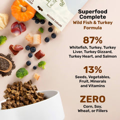 Badlands Ranch serving bowl with air-dried dog food illustrating convenient feeding