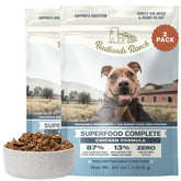 BADLANDS RANCH Superfood Complete air-dried chicken bag closeup; high-protein nutrition for daily meals.