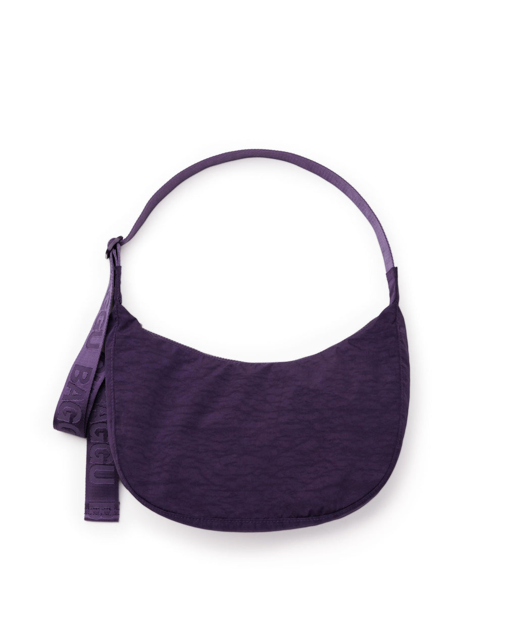 BAGGU Medium Nylon Crescent Bag Fig - front view for everyday carry and easy cleaning.