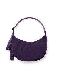 BAGGU Medium Nylon Crescent Bag Fig - front view for everyday carry and easy cleaning.