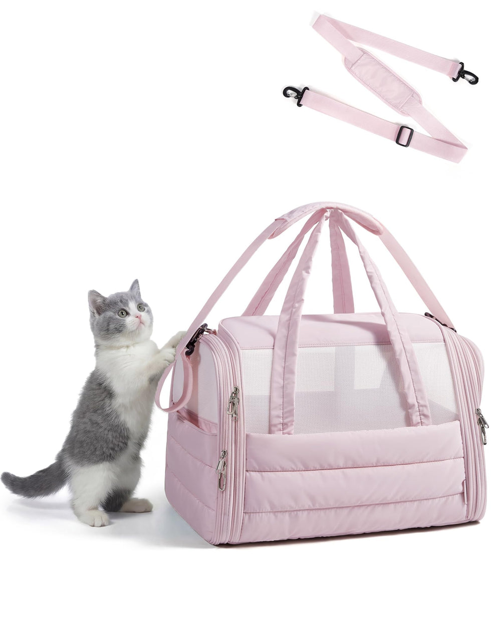 BAGSMART Cat Carrier front view shows a compact, airline-approved travel solution for small pets.