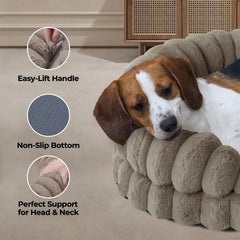 BALANCE Calming Dog Bed waterproof layer closeup protecting filling from spills.