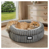 BALANCE cat bed round front view showing plush interior for cozy naps