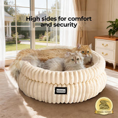 BALANCE Cat Bed round side view highlighting stable anti-slip bottom for secure placement