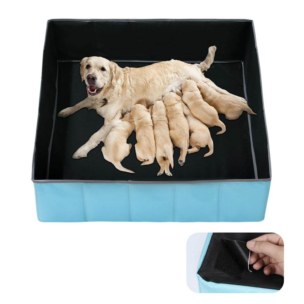 BALAPET Whelping Box set up in a square pen for stable confinement during whelping
