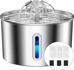 BalimoPet cat water fountain 74oz stainless steel for clean hydration.