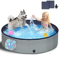 Bamda foldable dog pool folded flat for easy storage and transport