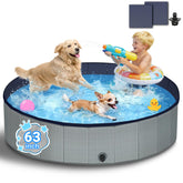 Bamda foldable dog pool 63-inch diameter ideal for large dogs cooling off.