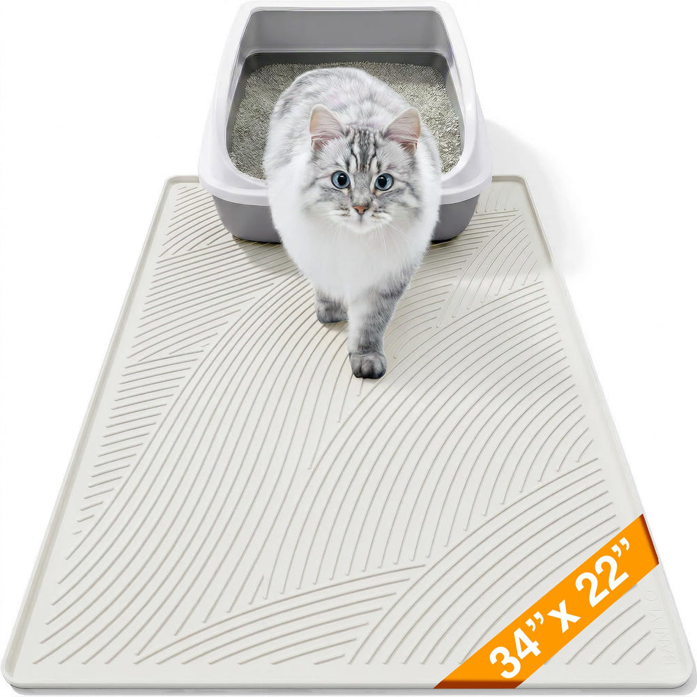 BANLYEO cat litter box mat front view showing large surface for litter trapping