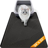 BANLYEO cat litter box mat large 34x22 front view showing waterproof silicone surface for easy cleaning
