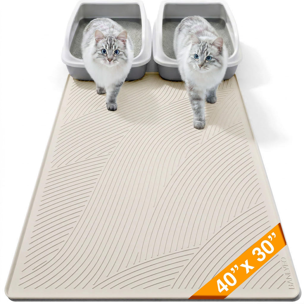 BANLYEO XL cat litter mat in 40x30 inches traps litter efficiently.