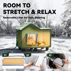 Banxye cat shelter door flaps enabling easy, weather-resistant entry.