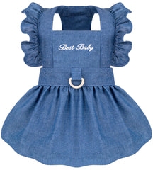 Baobicute denim dress with flutter sleeves adds chic style for daily walks.
