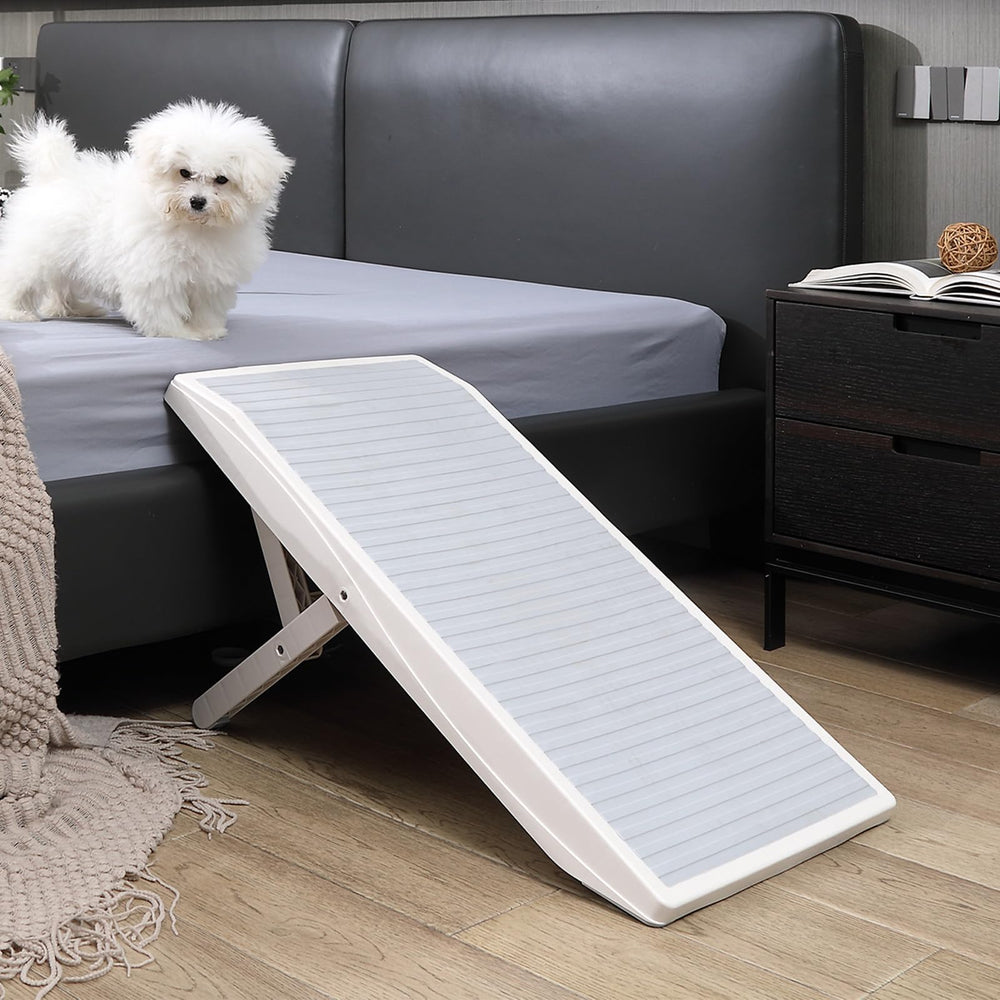 BAQTALE dog ramp at full height provides stable bed entry