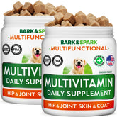 BARK&SPARK dog multivitamin chews packaging highlighting a complete wellness blend for dogs