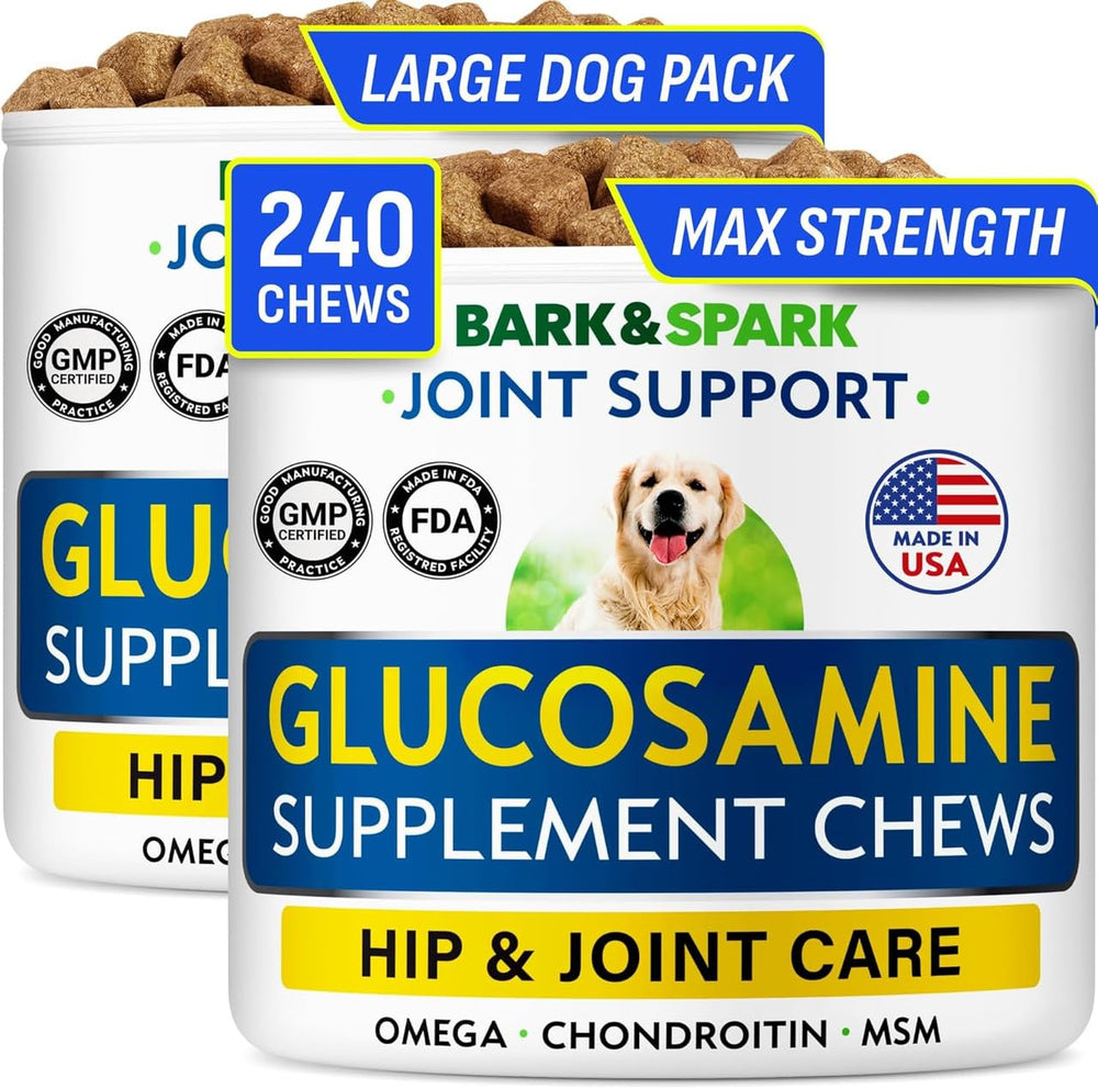 BARK&SPARK glucosamine chondroitin chews for hip joints, bacon flavor.
