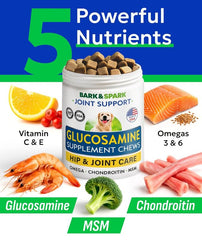 BARK&SPARK vet-approved joint formula with glucosamine chondroitin for mobility.