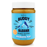 Bark Bistro Blueberry Probiotic Pup Budder jar close, ready for daily use