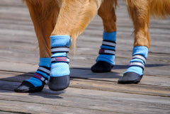Bark Brite blue-md paw booties top view offer breathable protection for warm days.