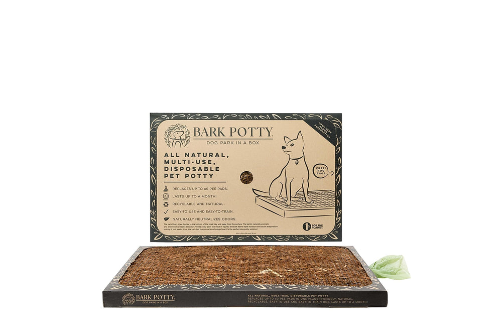 Bark Potty Large Box Front shows sturdy packaging for quick setup and organization