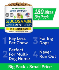 Dog running with Bark&Spark chews nearby highlighting active lifestyle support.
