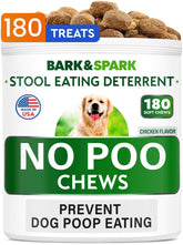 BARK&SPARK No Poo Treats bottle showing digestion-supporting probiotics for dogs.