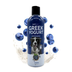 Bark2Basics Blueberry Greek Yogurt Shampoo bottle boosts moisture for healthier coats