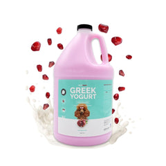 Bark2Basics Pomegranate Yogurt Dog Shampoo bottle on shelf highlighting 1 gallon size for deep conditioning.