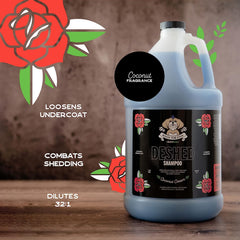 Bark2Basics Rock the Dog deshedding shampoo foam close-up shows rich lather cleaning.