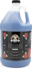 Bark2Basics Rock the Dog deshedding shampoo bottle highlights 32:1 concentrate for reduced shedding.