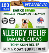 BARK&SPARK allergy soft chews jar promoting healthier skin for dogs.