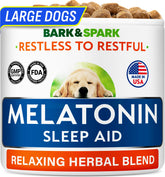 BARK&SPARK calming melatonin dog chews packaging with bacon flavor for an easy nightly routine.