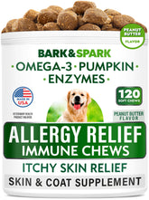 BARK&SPARK dog allergy relief soft chews bottle close-up showcases convenient daily treatment.
