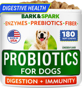 BARK&SPARK dog probiotics 180-chews packaging shows value pack for all dogs