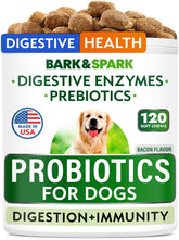 Bark&Spark dog probiotics bottle promotes daily digestive support for dogs.