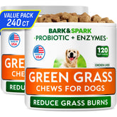 BARK&SPARK Green Grass Chews bottle front for daily lawn protection.