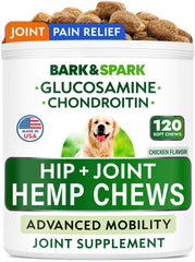 BARK&SPARK Hip & Joint Chews bottle supports daily canine mobility.