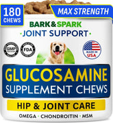 BARK&SPARK hip and joint chews jar for large dogs enhances mobility.