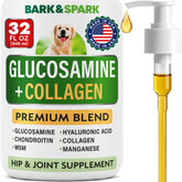 BARK&SPARK liquid glucosamine bottle supports dog joint care and easy dosing