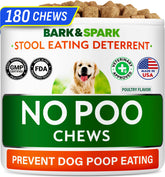 BARK&SPARK No Poo Chews bottle supports digestion and stool deterrence