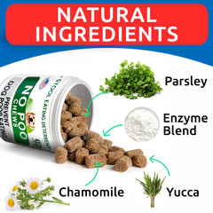 BARK&SPARK No Poo Treats digestive enzyme and fiber formula promotes gentle digestion.