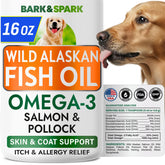 BARK&SPARK Omega 3 bottle with pump for dogs, easy to mix into meals.