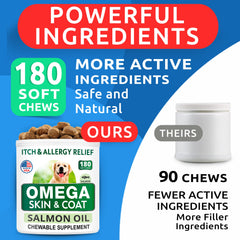 BARK&SPARK Omega-3 treats being poured into a bowl for easy serving.